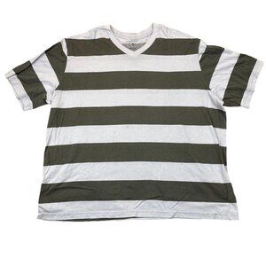 OP Ocean Pacific Mens T-Shirt Size 2XL Short Sleeve V-Neck Casual Striped Green